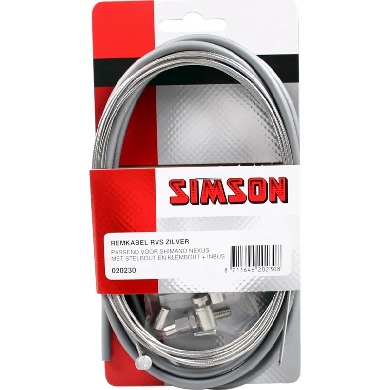 Rechtstreeks Van De Fabrikant Simson remkabel Nexus RVS met stelbout + inbus zilver