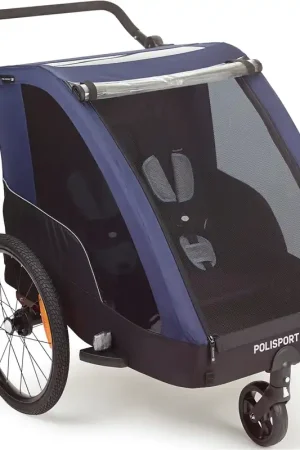 Aanbieding Polisport kids trailer voor fietsen en wandelen grey / blue