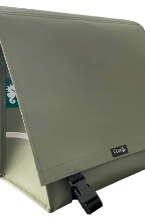 Bestel Nu Clarijs fietstas dubbel L PVC 40L met uitsparing mat olijf