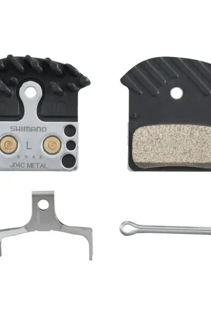 Aanbieding Shimano Paar metalen fietsremblokjes met vin en veer met splitpen J04C-MF